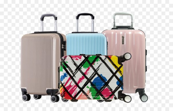 Чемодан вещей на белом фоне