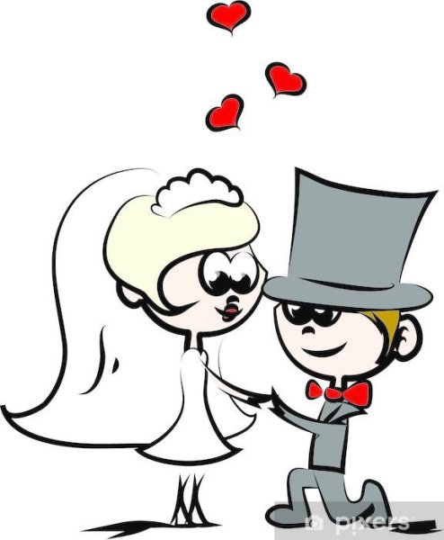 Прикольные мультяшные жених и невеста