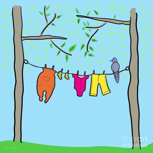 Clothesline picture for Kids