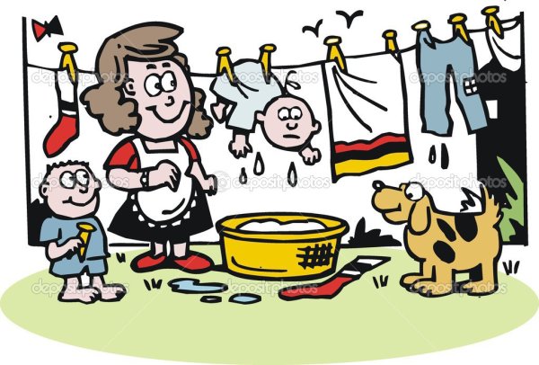 Карикатура стирки белья