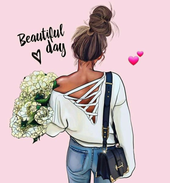 Нарисованная девушка со спины