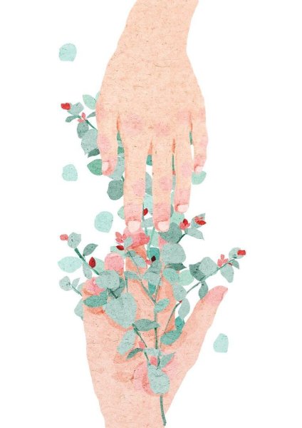 Рука в руке акварель