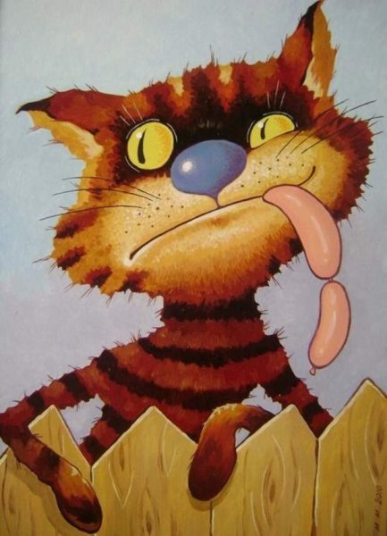 Кот с сосисками