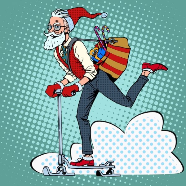 Дед Мороз на самокате