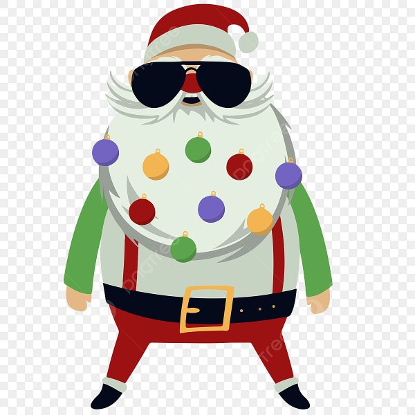 Крутой дед Мороз на белом фоне