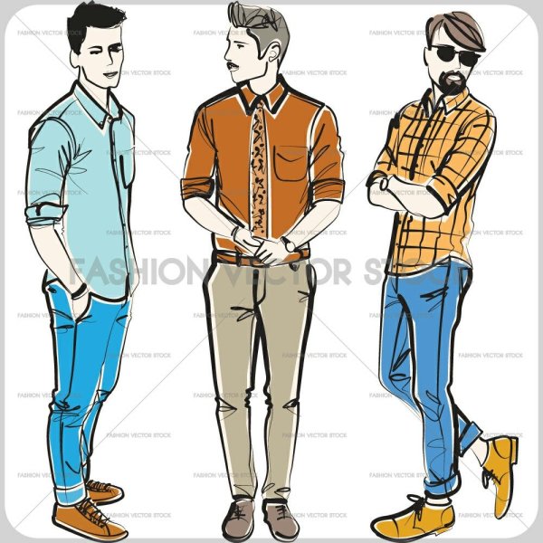 Рисование ,повседневный стиль мужчин
