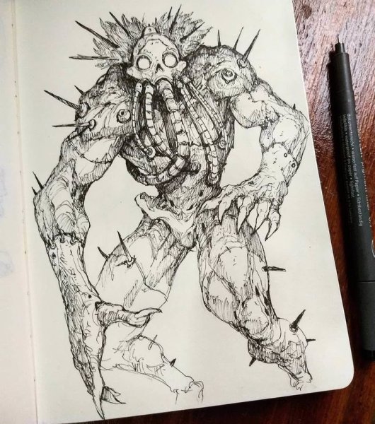 Скетчи монстров карандашом