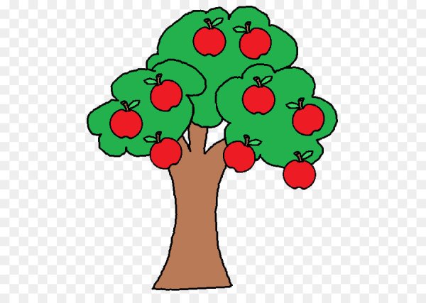 Мультяшное дерево с яблоками