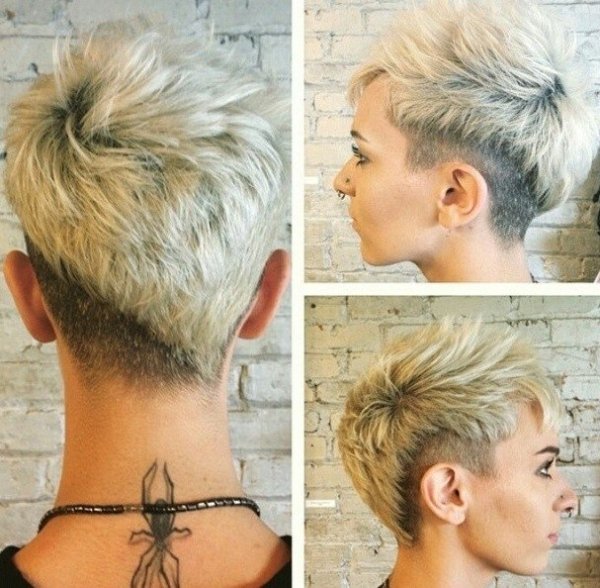 Короткие женские стрижки с бритым затылком