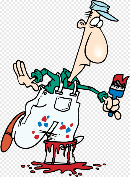 Карикатура на штукатура маляра