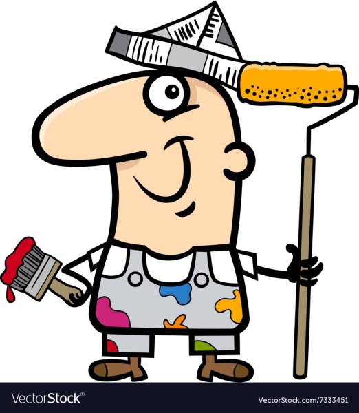 Карикатура на штукатура маляра