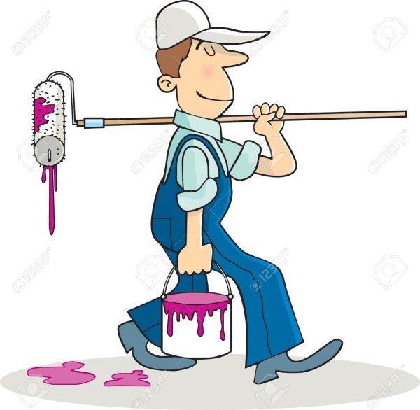 Маляр с кисточкой