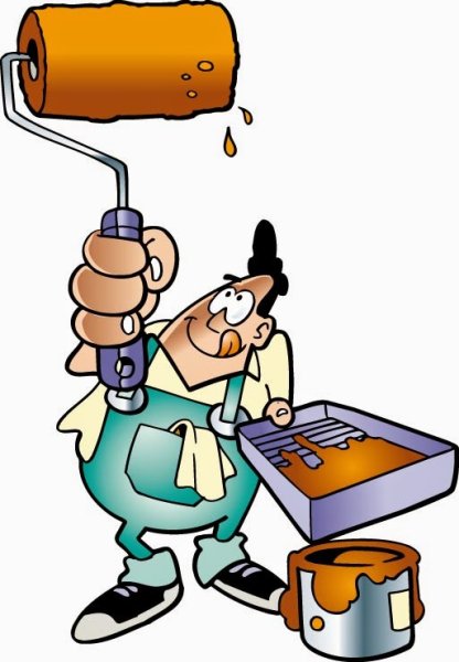 Карикатура на штукатура маляра