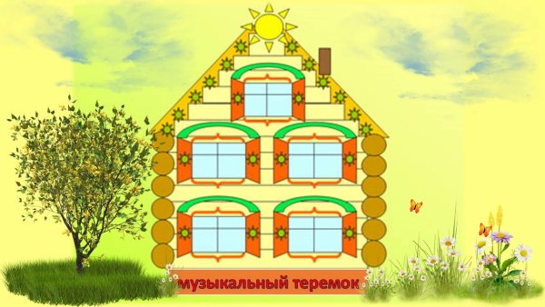 Дом Теремок сбоку вектор