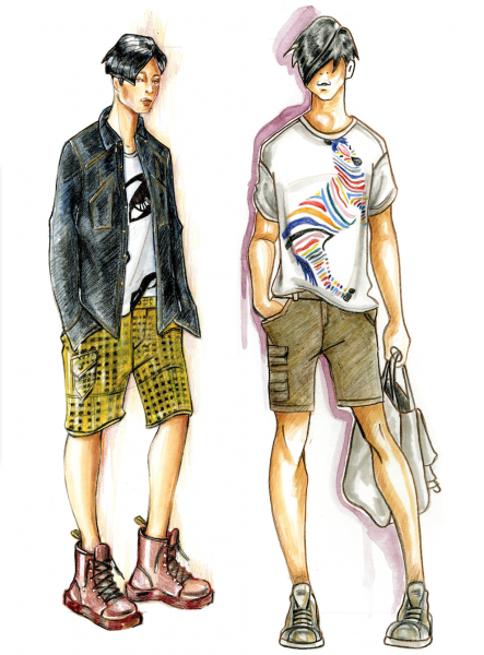 Зарисовка моделей одежды для мальчика подростка