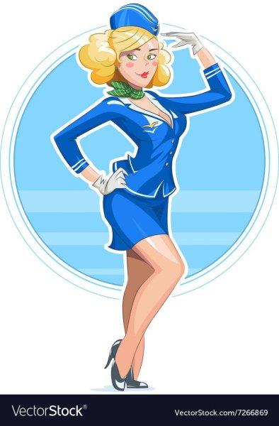 Мультяшная девочка-стюардесса