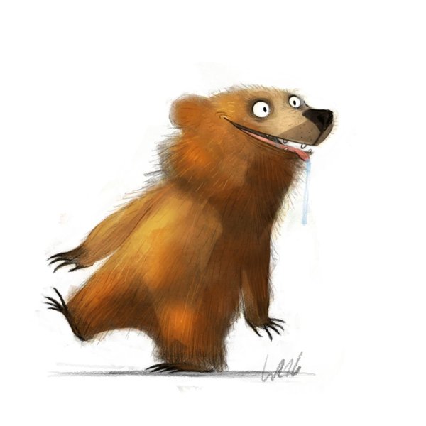 Нарисованный смешной медведь