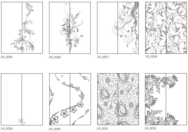 Каталог пескоструйных рисунков для шкафов купе на 2 двери Ажур