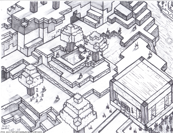 Раскраска майнкрафт деревня