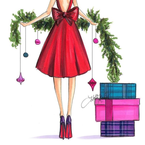 Фэшн иллюстрация новый год