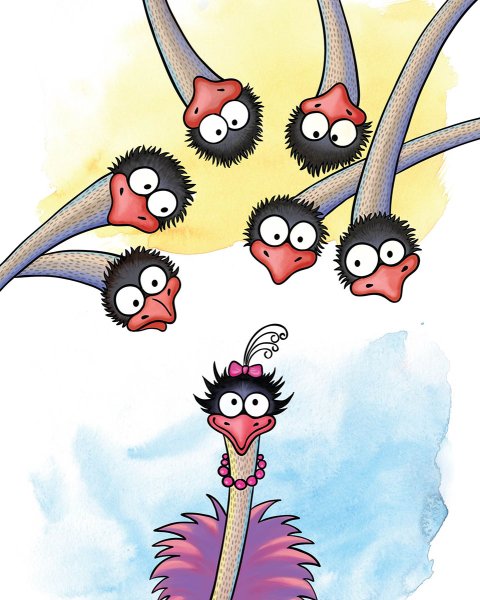 Мультяшный страус смешной