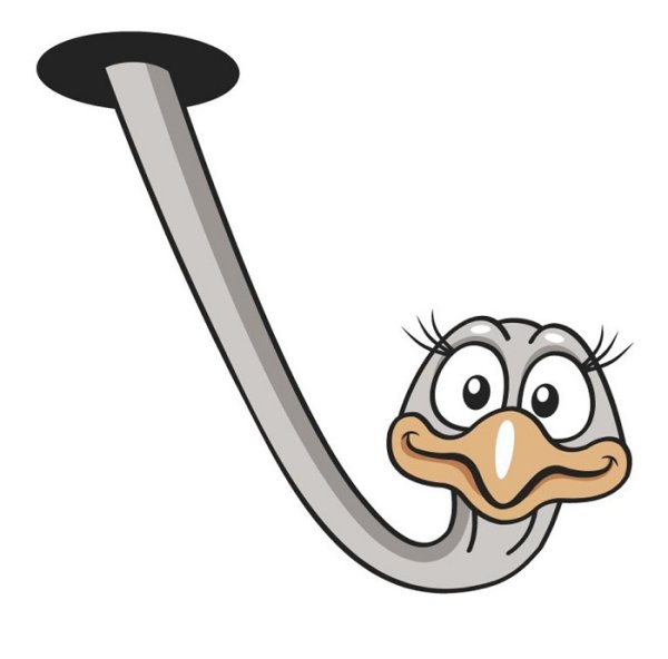 Страус голову в песок карикатура