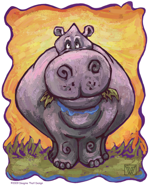 Бегемот гуашью