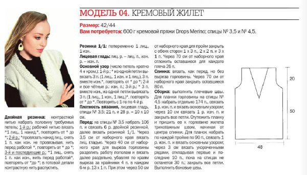 Вязание жилетов и безрукавок спицами для женщин с описанием и схемами