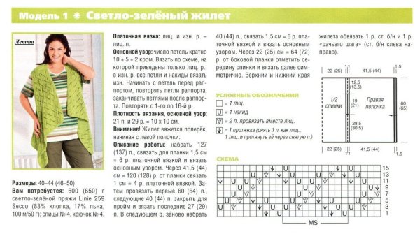 Схемы вязания спицами безрукавок для женщин 54 размер