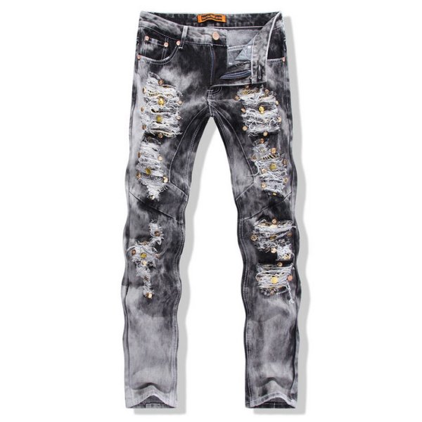 Серые рваные джинсы мужские