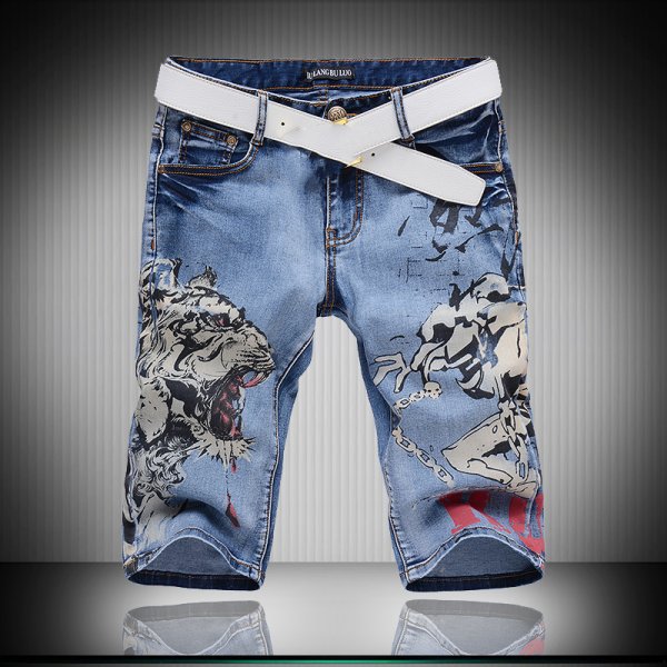 Мужские джинсовые шорты с принтом