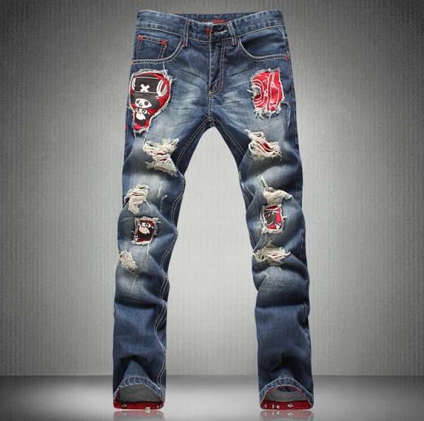 Джинсы с заплатками мужские