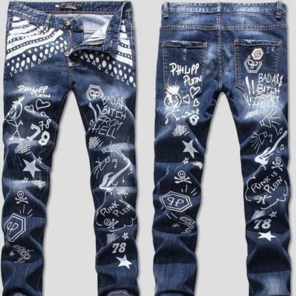 Рисование на мужских джинсах