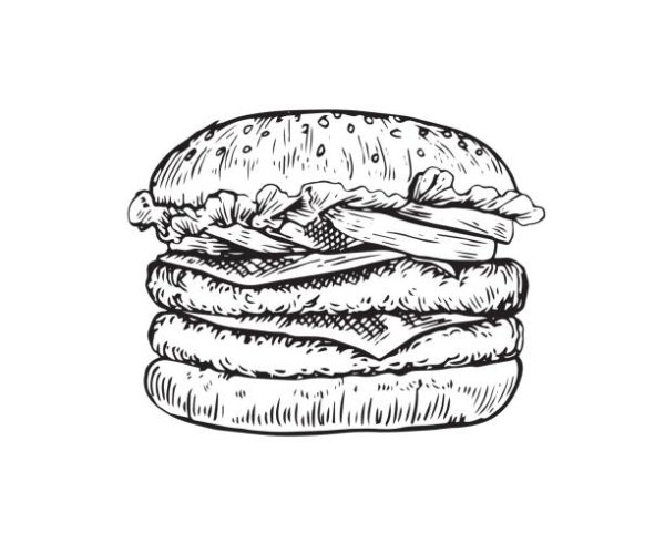 Бургер рисунок карандашом
