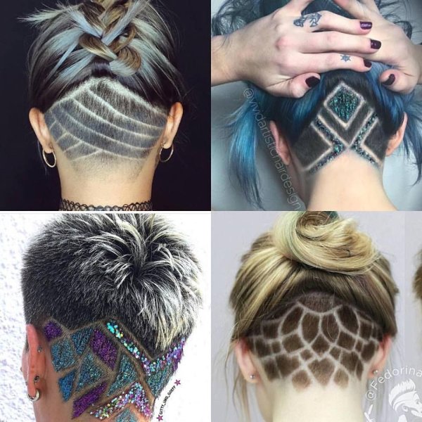 Хаер тату на затылке у девушек