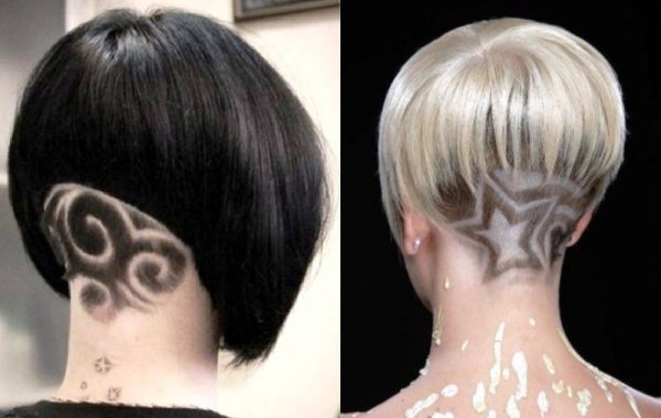 Стрижка Сбритый затылок и карэ Боб