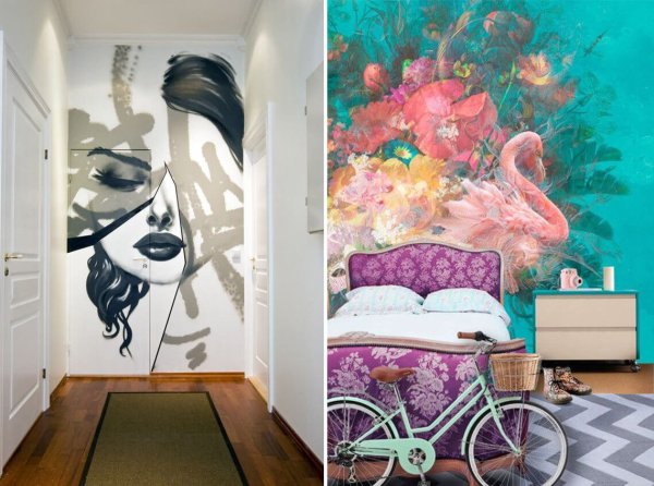 Портрет на стене в интерьере