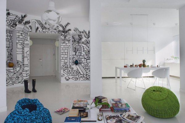 Лицо роспись стен в интерьере