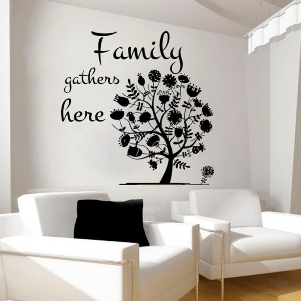 Рисунок на стене в гостиной