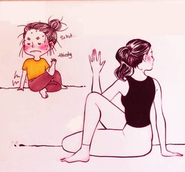 Йога в забавных иллюстрациях