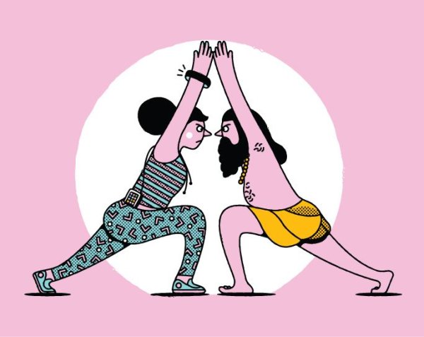 Позы йоги мультяшные