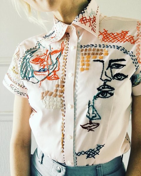 Современная вышивка на одежде