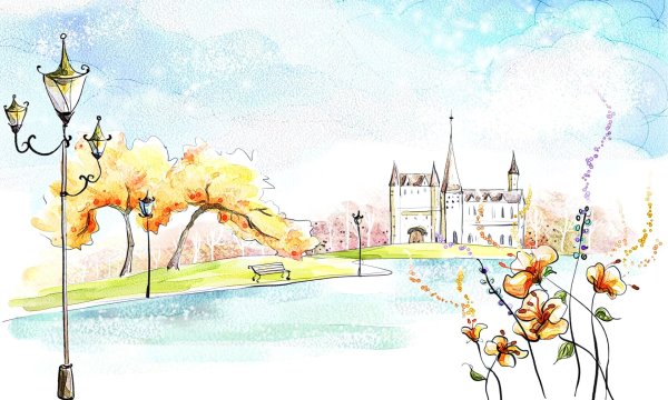 Осень акварель