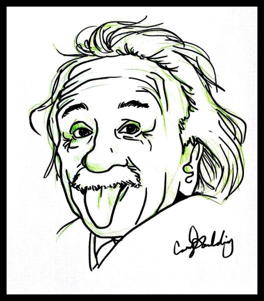 Альберт Эйнштейн с языком мультяшный