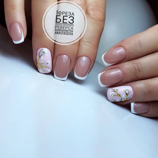 Свадебный маникюр на короткие ногти