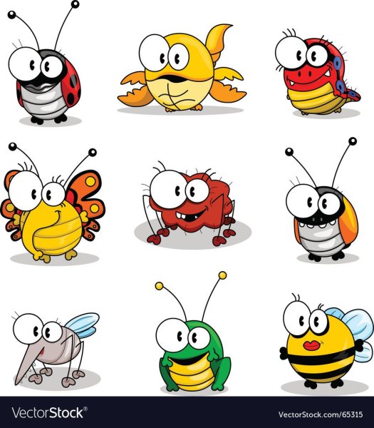 Карикатурные изображения насекомых