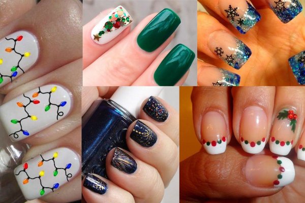Маникюр на новый год легкий