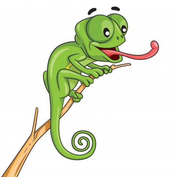 Смешной хамелеон нарисованный