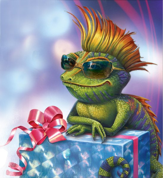 Открытка с хамелеоном