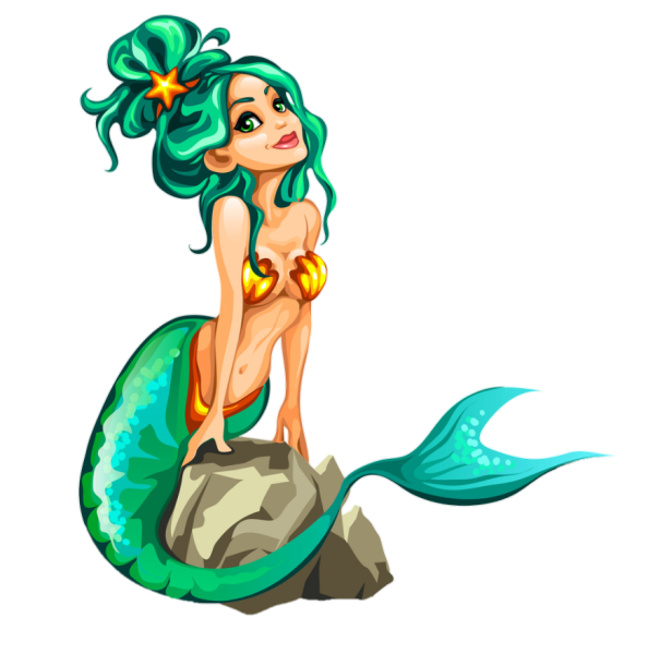 Рисунок Русалка с зелеными волосами
